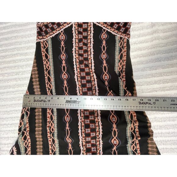 Free People Womens Stella Black Print Long Sleeve Mini Dress Mock Neck Rayon - Picture 7 of 9